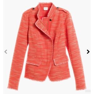NWOT‎ $129 Chico's Orange Tweed Fringe Asymmetrical Zip Jacket Chicos Size 0